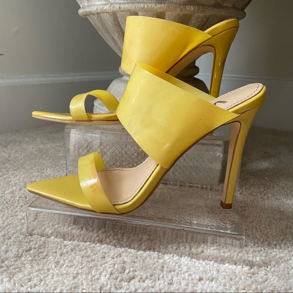 Vivi Yellow stiletto pointed toe mules sandals - Picture 4 of 11